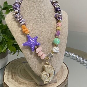 Purple and Orange Starfish Necklace